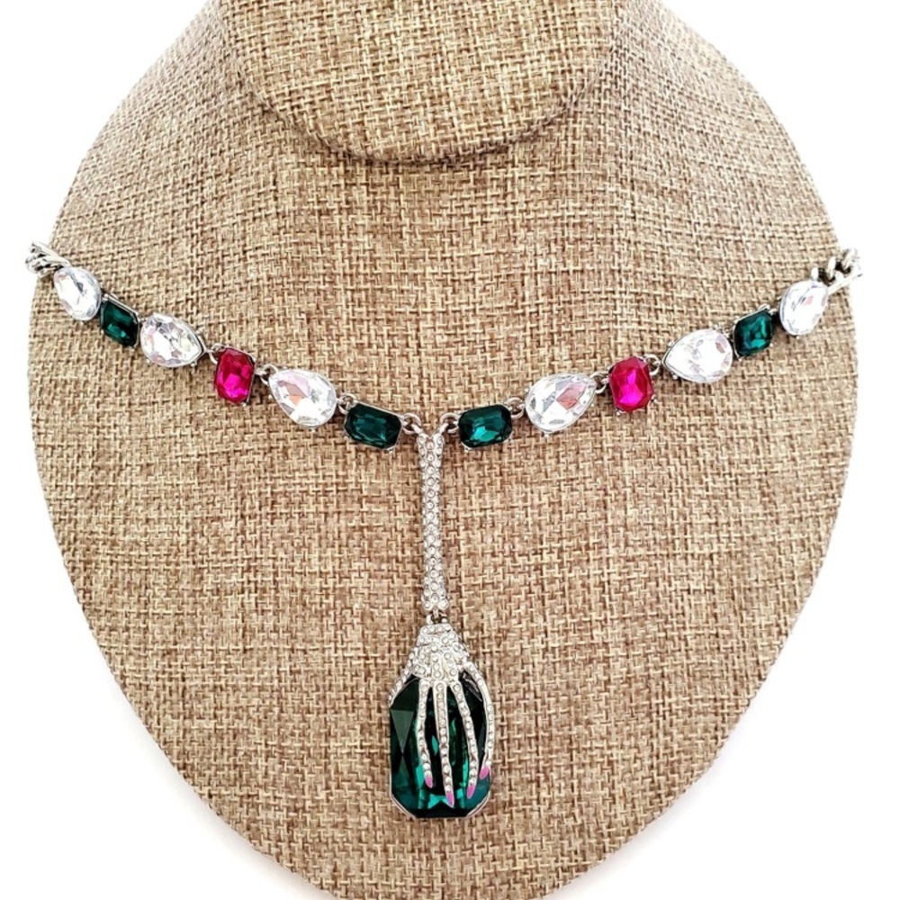 BETSEY JOHNSON SET Halloween Witch Skeleton Gem in Hand Necklace & Earrings NWT - Picture 8 of 16